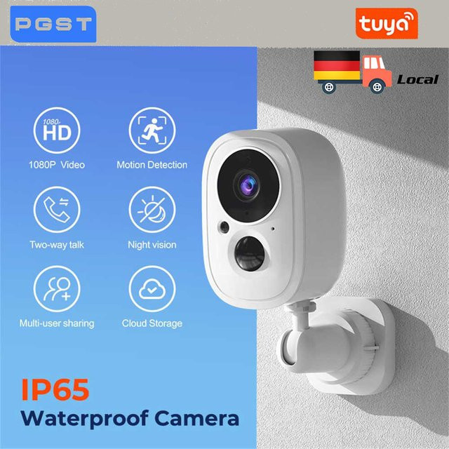 PGST Tuya Smart WLAN IP-Überwachungskamera in Weiß mit Nachtsicht, 2-Wege-Audio und Bewegungserkennung, kompatibel mit Smart Life und Alexa - Bild 1