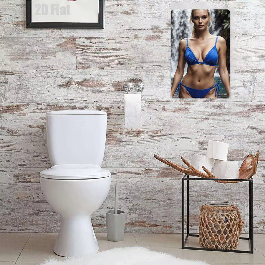 HELLOYOUNG Retro Metallschild Blau Bikini-Blondine Wandkunst aus Eisen - Bild 3