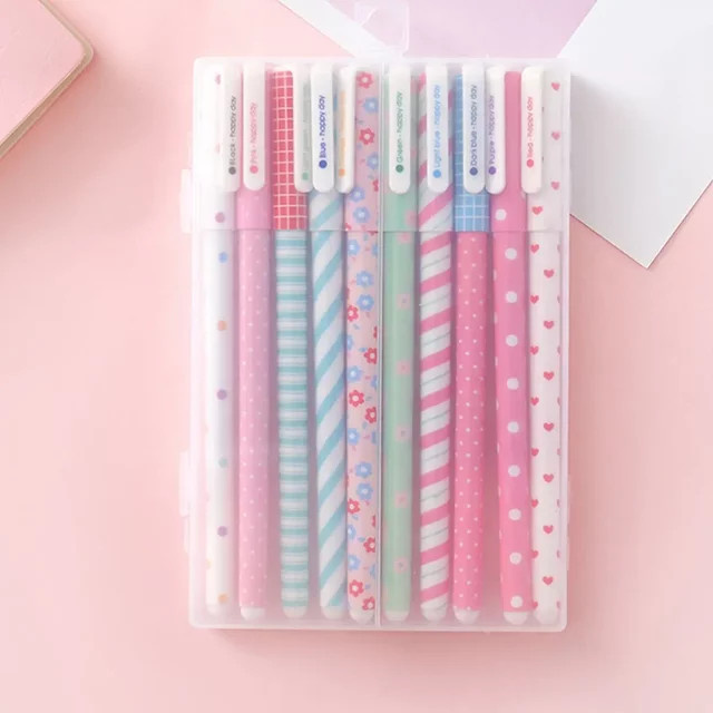 10er Set bunte Gelstifte mit süßen Blumen Tier und Sternen Motiven 0,38 mm für Schule und Büro in Multicolour - Bild 1