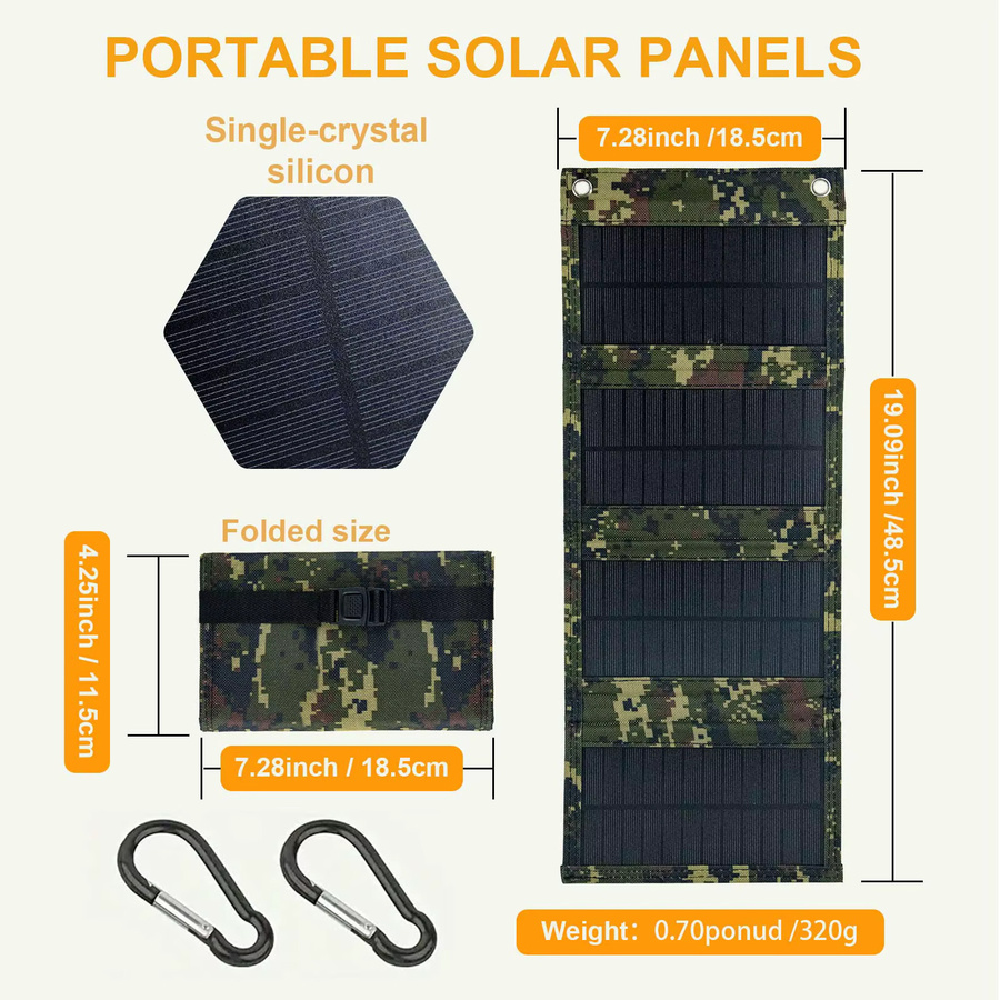 LEAORLD 20W Solarpanel-Ladegerät, faltbares Monokristallin Solar-Handy-Ladegerät mit USB-Schnellladung, grün - Bild 2