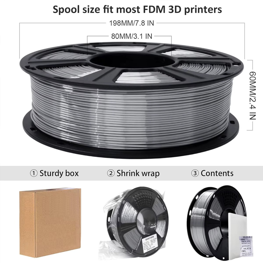3D Maliang PLA Seide Filament Silber 1,75mm für FDM 3D Drucker - Bild 6