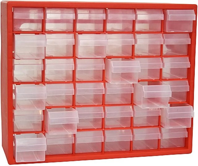 PROREGAL Cosimi Kleinteilemagazinregal mit 36 Schubfächern in Rot, H x B x T: 65 x 40,5 x 30,5 cm - Bild 1