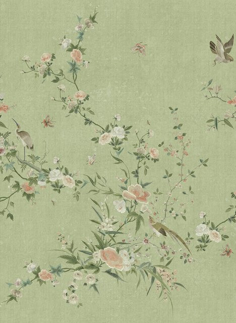 Sandberg Mural Bloom Kleisterbare Vlies Tapete Floral in Green - Bild 1
