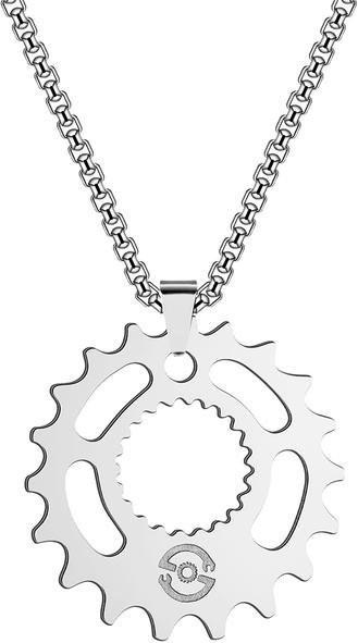 Wucifang Jewelry Halskette Edelstahl, Zahnrad Anhänger, Weiß, 60cm, Unisex - Bild 1