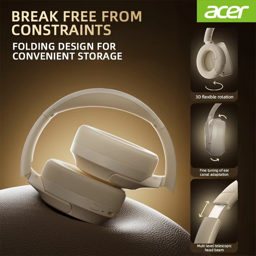Acer OHR305 ANC Drahtlose Kopfhörer in Schwarz mit Bluetooth 5.4, ENC, HD-Mikrofon, Head Tracking, 3D Spatial Audio und -42dB Geräuschunterdrückung - Bild 2