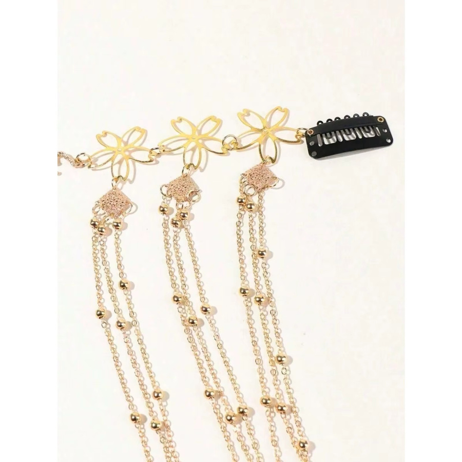 Goldene Quasten-Kopfkette, Blumenmuster, Damen - Bild 3