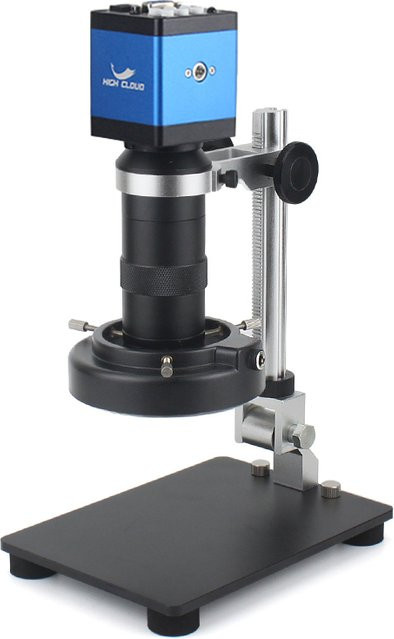 HIGH CLOUD Digitales Monokular-Mikroskop mit 1080P HDMI VGA Videoausgang, 130X Zoom und C-Mount Objektiv in Blau für PCB Löten und Reparaturarbeiten - Bild 1