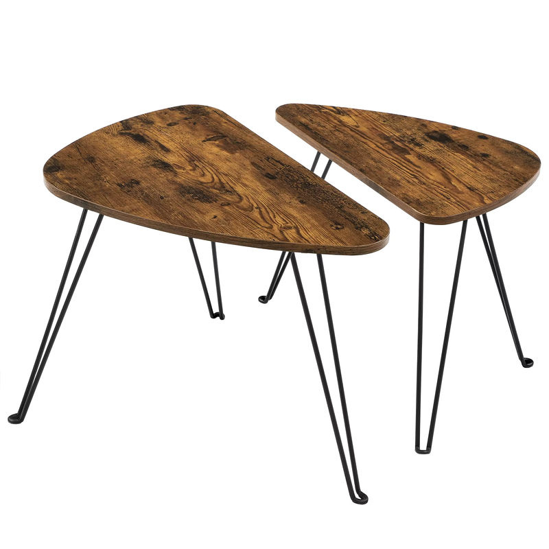 VASAGLE 2er Set Beistelltische im Industriestil aus Holzwerkstoff, Farbe Nussbaum Braun - Bild 2