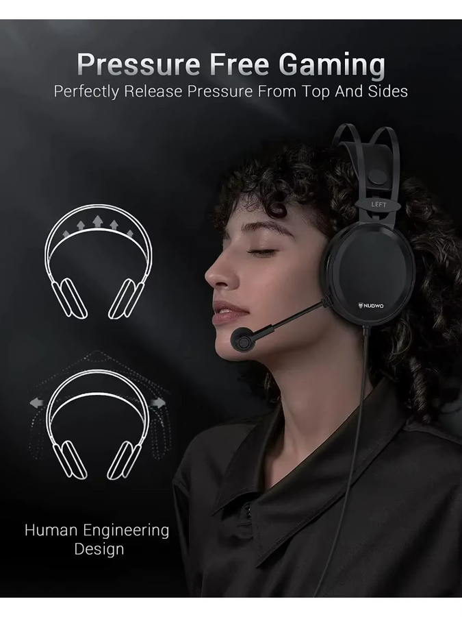 NUBWO N7 Over-Ear-Gaming-Kopfhörer mit Geräuschunterdrückung in Schwarz für PC, PS4, PS5 und Xbox One - Bild 4