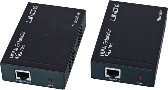 LINDY C6 HDMI 2.0 Extender HDBaseT Video Audio Infrarot Übertrager bis 70 m Schwarz - Bild 1