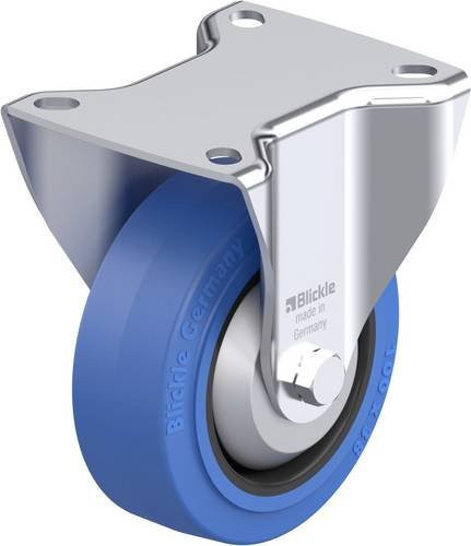 Blickle Stahlblech-Bockrolle B-POEV 100XR-SB-FA in Schwarz und Blau mit 100 mm Rad-Durchmesser und 200 kg Tragfähigkeit - Bild 1
