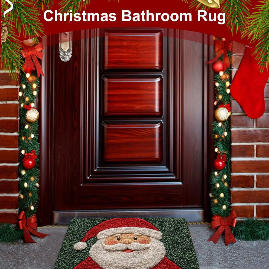 VIKAMA Weihnachtsmann Badezimmerteppich als weiche Weihnachts-Fußmatte für Innen und Außen zur Dekoration - Bild 4
