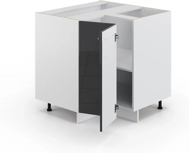 Vicco Eckunterschrank Fame-Line Küchenschrank Anthrazit Hochglanz und Weiß B: 81 cm, H: 82 cm, T: 60 cm - Bild 1
