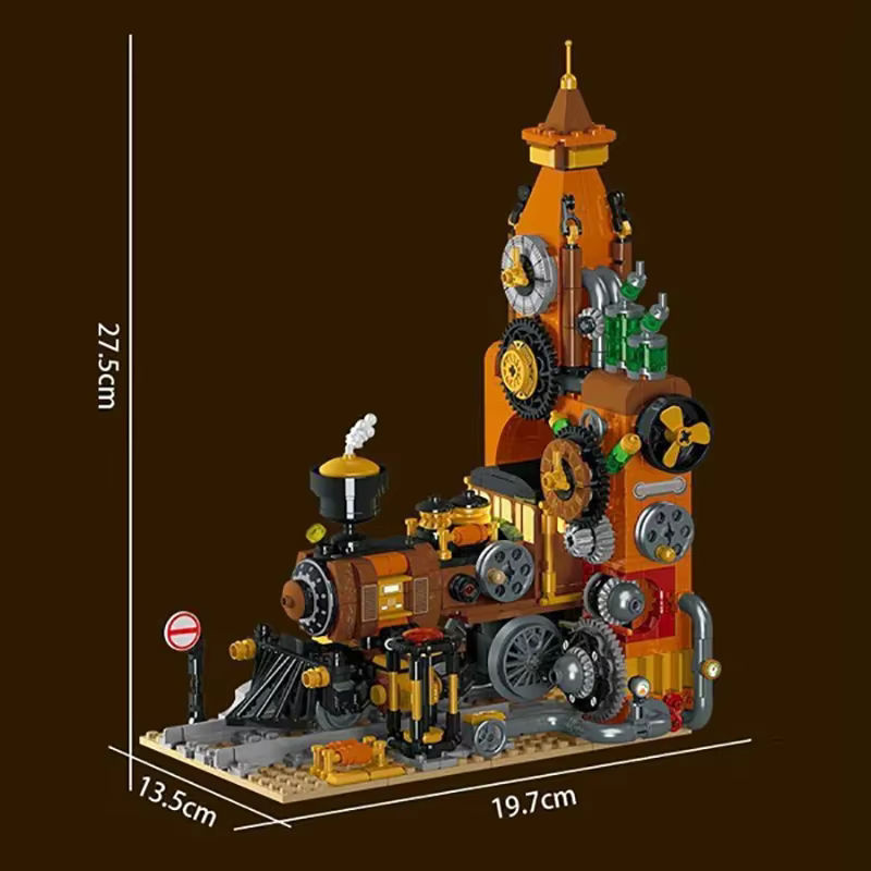 CETYL Retro-Dampfzug-Bauset Steampunk-Modell aus Kunststoff in Mehrfarbig als dekorative Buchstützen - Bild 4
