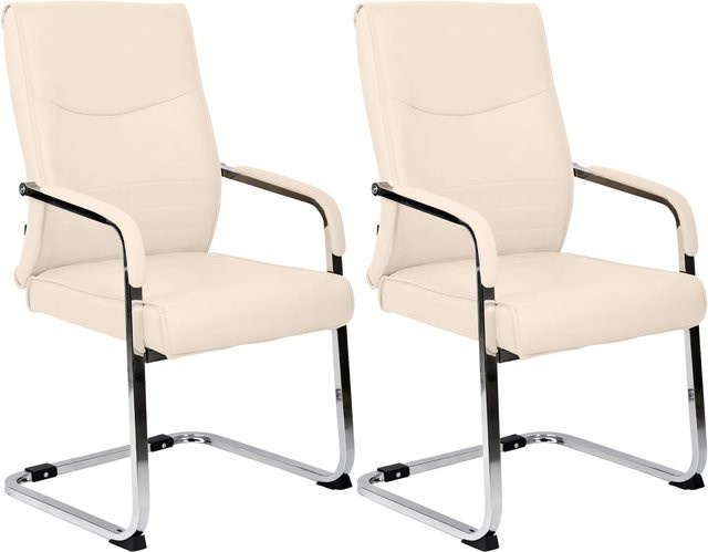 CLP Esszimmerstühle Hobart 2er Set, ergonomische Freischwinger mit Armlehnen und Metallgestell, gepolsterte Konferenzstühle modern - Bild 1