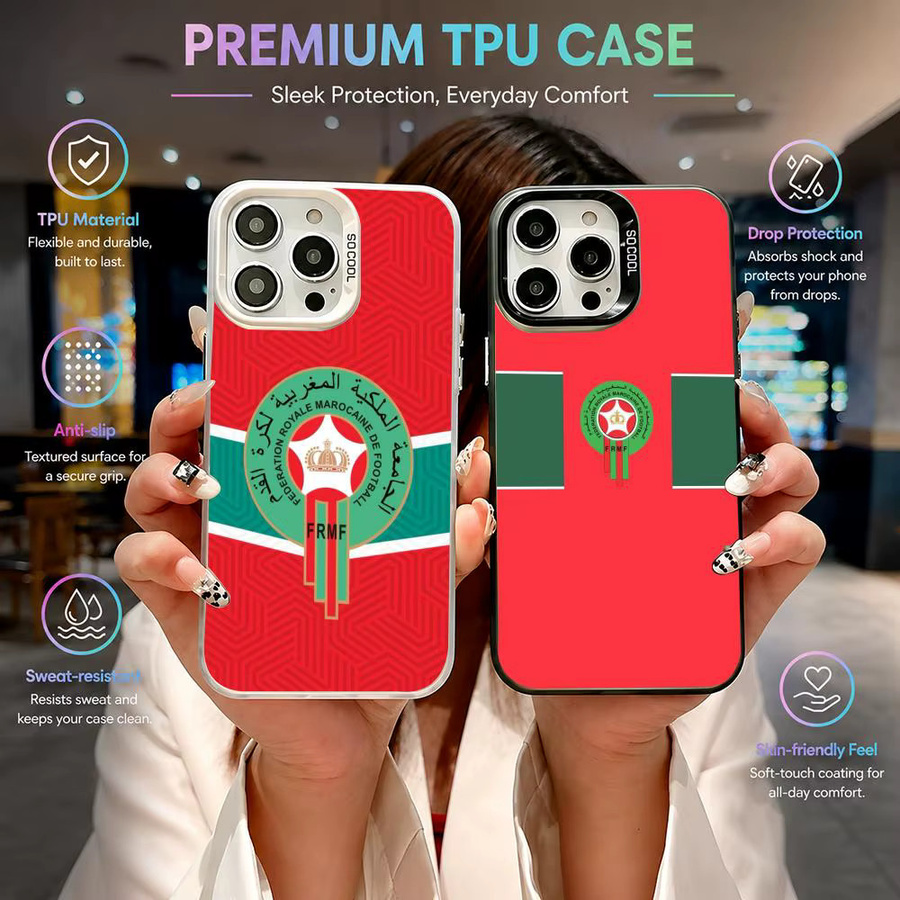 Stoßfeste iPhone Handyhülle mit Marokko-Flagge Design aus transparentem TPU für Apple iPhone 11 12 13 14 15 16 17 Pro Max - Bild 2
