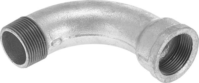 LUX-TOOLS Fitting 90 Grad aus Temperguss mit 38,9 mm (Rp 1 1/4) Anschluss in Silber - Bild 1