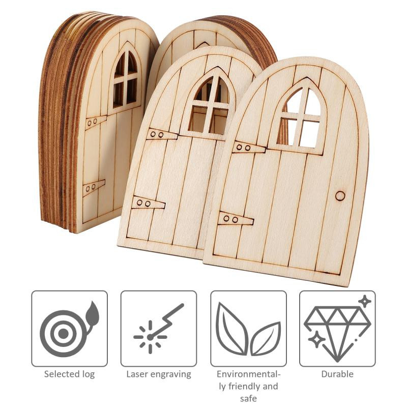 20-teiliges Set Elfentür mit Fenster aus Holz Miniaturdekoration - Bild 2