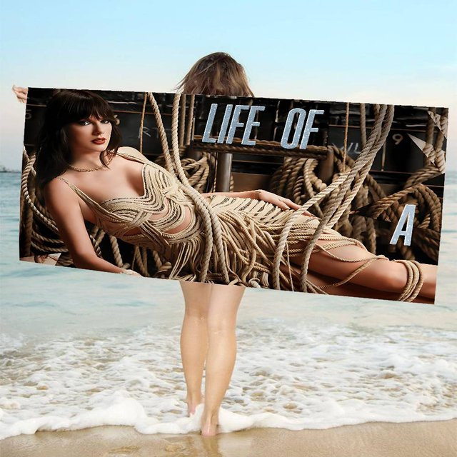 Dalangpa Mikrofaser-Strandtuch Taylor Swift Motiv, schnelltrocknend und super saugfähig, weiß/mehrfarbig, Breite: 40 cm, Höhe: 60 cm - Bild 1
