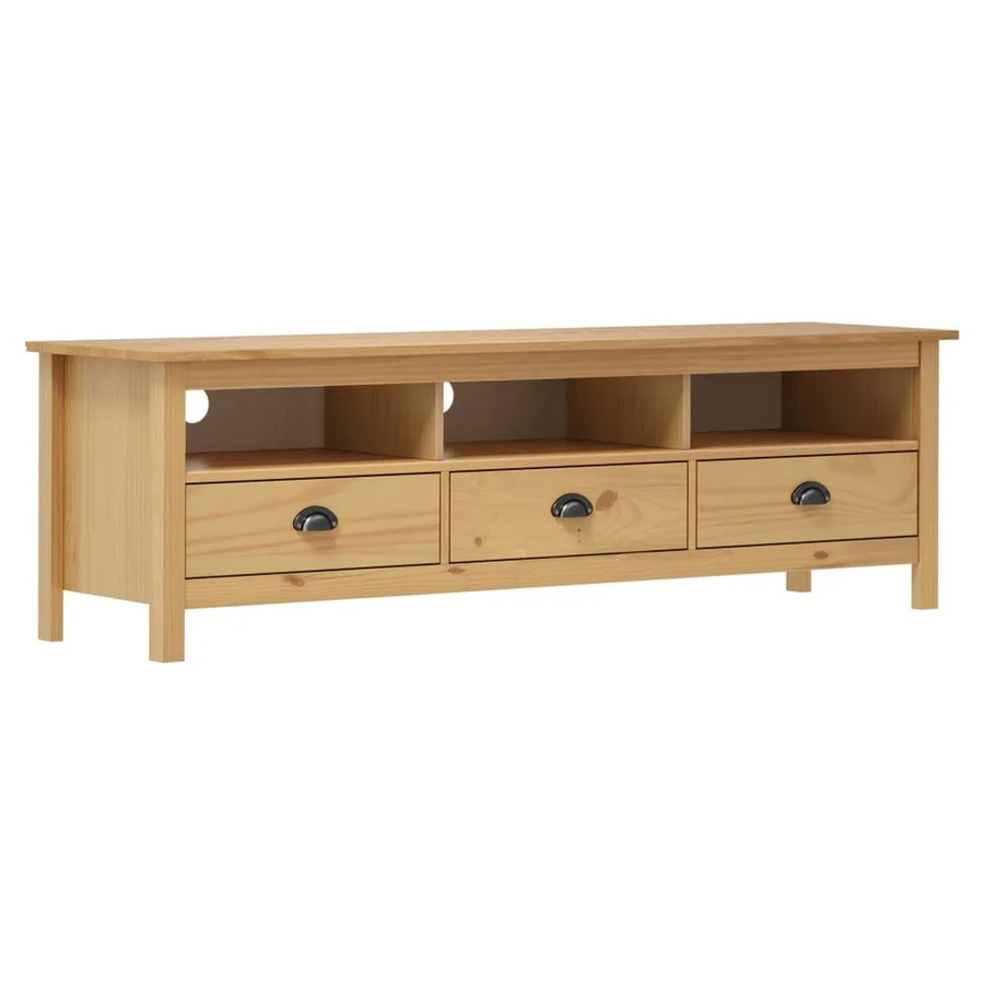 vidaXL TV-Schrank Hill aus massivem Kiefernholz in Braun im Retro-Design B/T/H: 158 x 40 x 47 cm - Bild 2
