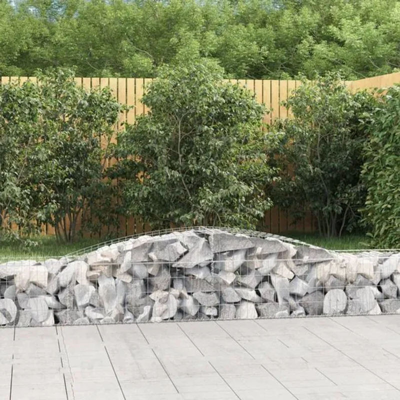 Vidaxl Gabionen mit Hochbogen aus verzinktem Eisen in Silber, 25 Stück, B/H/T: 400 x 50 x 40/60 cm - Bild 1
