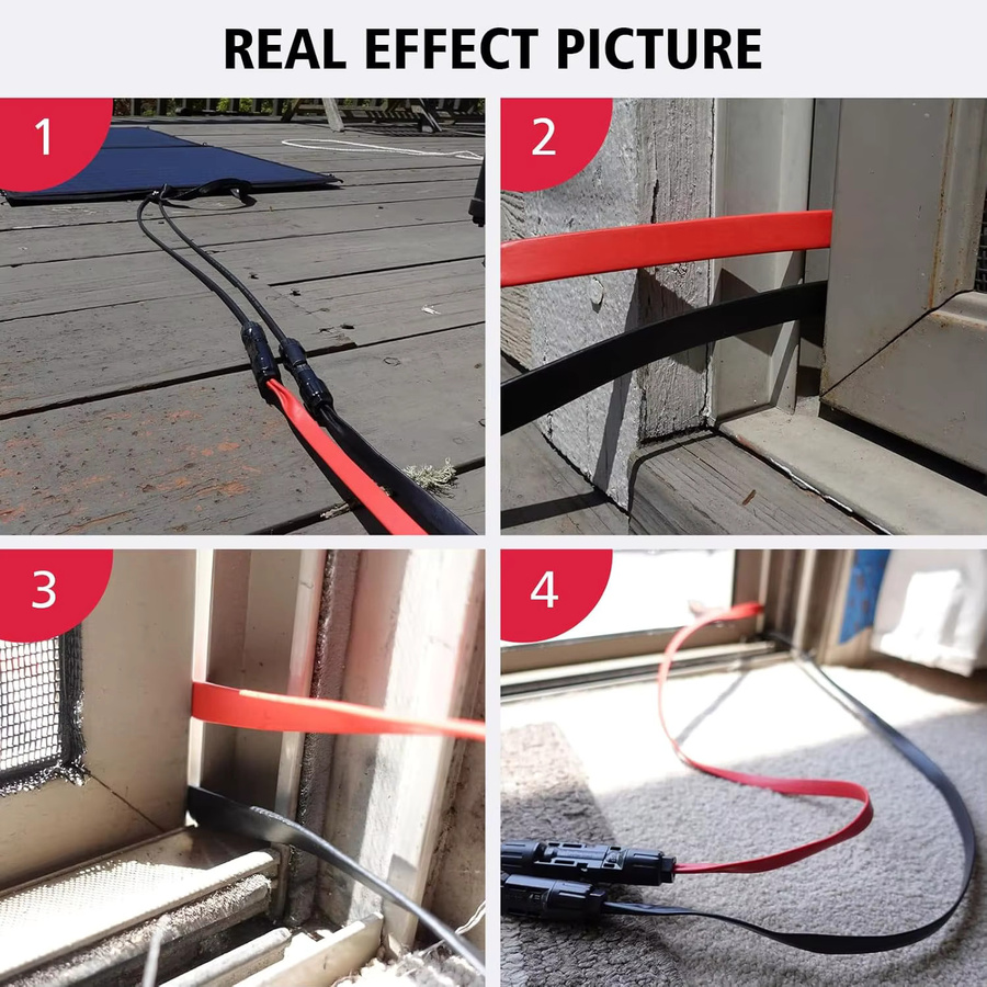 JMUYTOP 12AWG Solarpanel-Verlängerungskabel mit Fensterdurchführung und Flachkabel für Zendure, Ecoflow und Anker Balkonkraftwerke - Bild 5