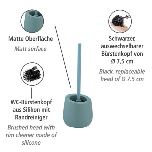 Wenko WC-Garnitur Badi aus Keramik in Blau/Blaugrau, B/T/H: 13,5 x 38 x 13,5 cm - Bild 3