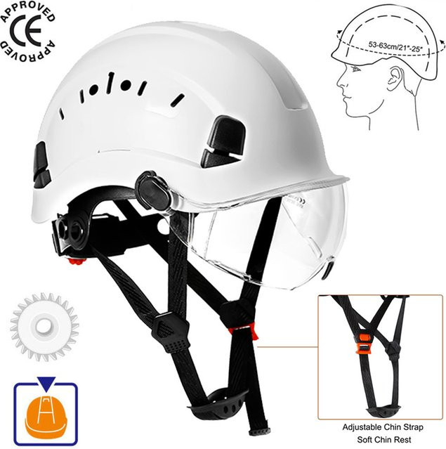 Aolamegs Schutzhelm mit Brille aus ABS-Kunststoff in Weiß für Klettern, Reiten und Arbeiten im Freien - Bild 1