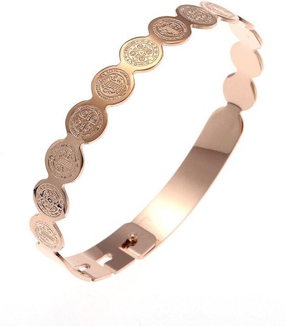 TuiYing Armband, Heiliger Benedikt Jesus Kreuz, Messing, Roségold, Unisex - Bild 1