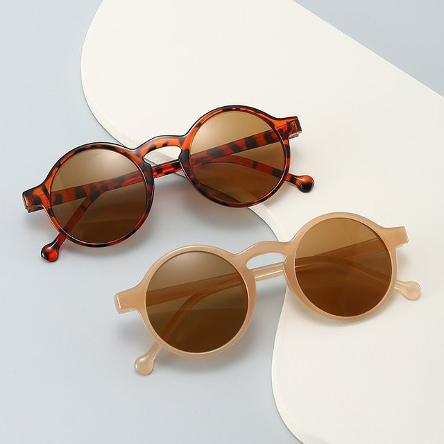 ZUXUB Kinder Sonnenbrille, Vollrand, Rund, Kunststoff, Braun - Bild 1