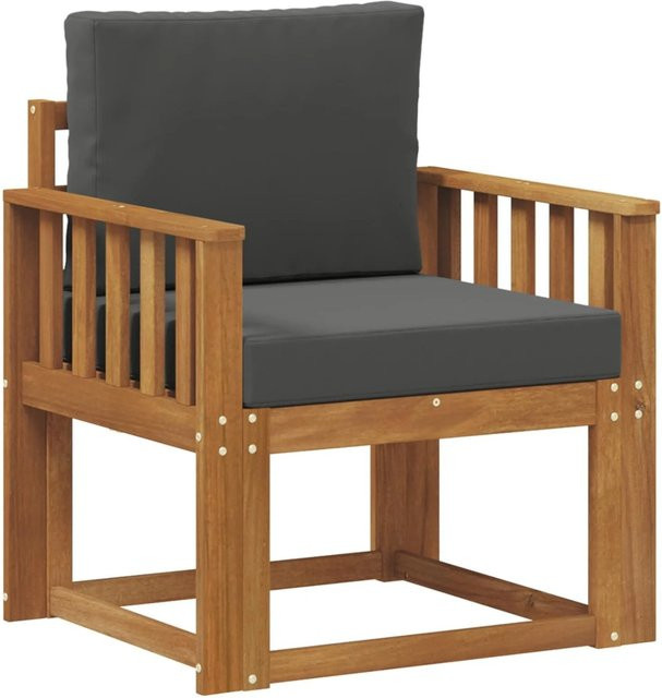 vidaXL Outdoor-Sofa aus Akazienholz mit Armlehnen in Natur-Anthrazit und Grau - Bild 1