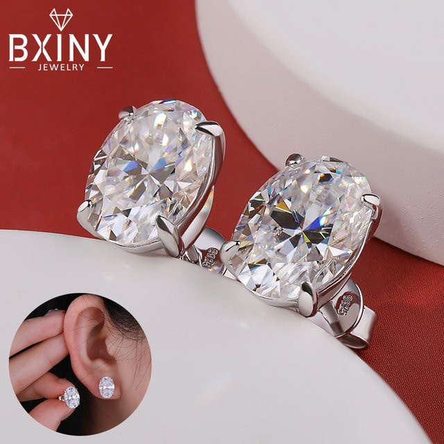 BXINY Ohrstecker Moissanit, 925 Silber, Diamant, Damen - Bild 1
