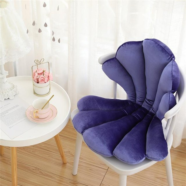 Yiran Furniture Muschel Rückenkissen aus Samt in Blau, Pink oder Lila, B/T/H: 75 x 50 x 6 cm - Bild 1