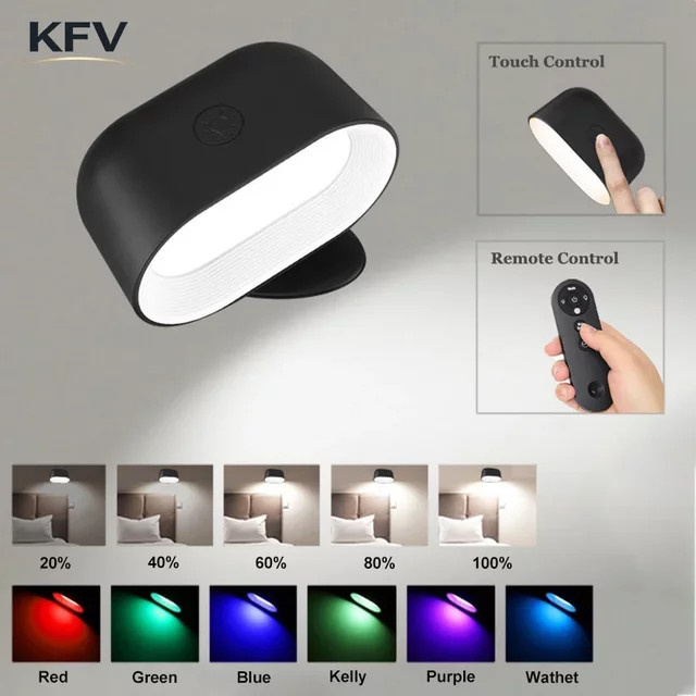 KFV LED-Wandleuchte in Weiß, wiederaufladbare magnetische Leuchte mit 360 Grad Rundumbeleuchtung und Fernbedienung für Wohnzimmer und Treppen - Bild 1