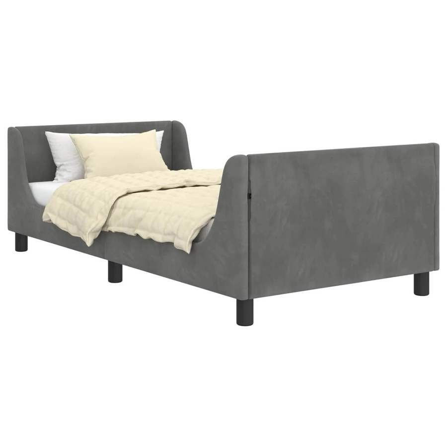vidaXL Kinderbettgestell mit Kopfteil und Seitenfächern aus Samt in Anthrazit, B/H/T: 90 x 205 x 140 cm - Bild 2
