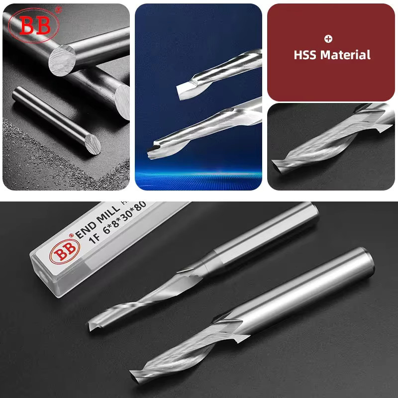 BB Einkantiger Schaftfräser 1-schneidig aus HSS für Metall und Aluminium, Farbe: Silber, Durchmesser: 3–10 mm - Bild 2