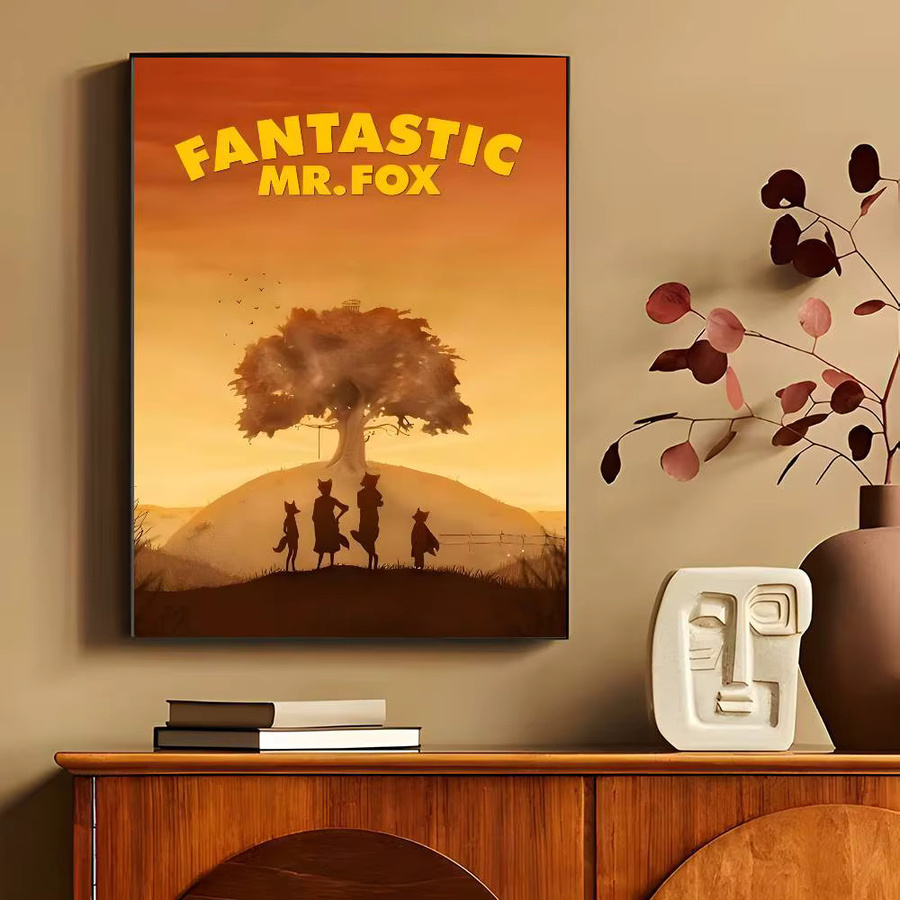 Vintage Anime-Film-Poster The Fantastic Mr. Fox als Wandkunst aus Papier, B/H: 15 x 15 cm - Bild 4