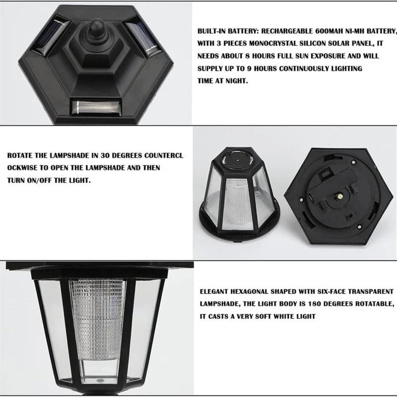 2er-Set YJMP Super Lighting Solar-LED-Wandleuchten in Weiß, sechseckige Outdoor-Solarleuchten mit Bewegungssensor und Dämmerungssensor für Garten und Außenbereich, warmweiß - Bild 6