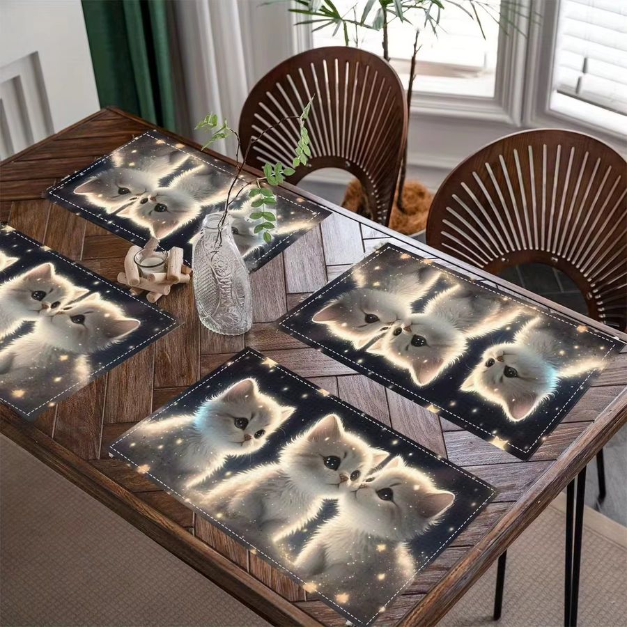 VIKAMA Sternenhimmel-Tischset mit Katzenmotiv, wasserdicht und ölbeständig - Bild 2