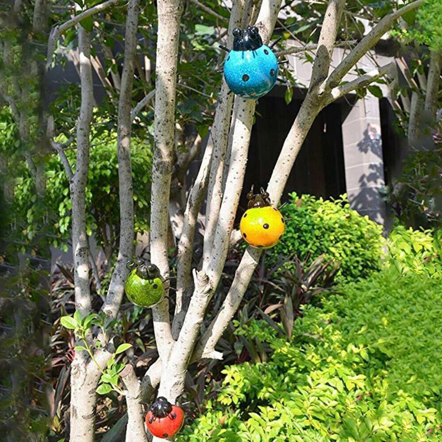 Li You Top Super-056 Marienkäfer Metall Figur als Gartenornament und Zaunaufhänger in Rot - Bild 3