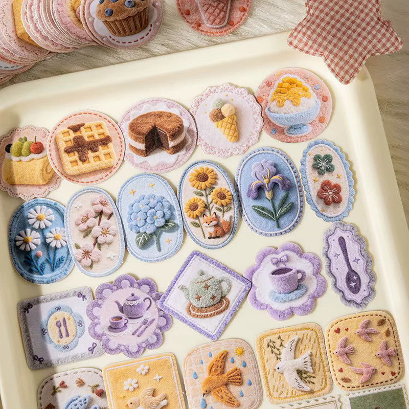 CBTstationery Yarn Garden Series Kunstfell-Aufkleber-Set, 45 Stück, 6 Stile, Multicolour, Kawaii Journal-Dekorationsaufkleber aus Papier - Bild 1