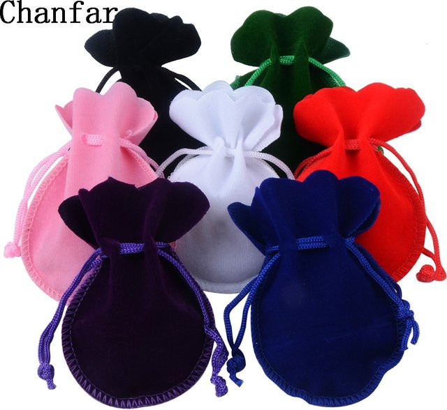 Chanfar Samtbeutel mit Kordelzug in Calabash-Form für Geschenke, 10 Stück, Farben: Weiß, Rot, Schwarz, Rosa, Maße: 7 x 9 cm und 9 x 12 cm - Bild 1