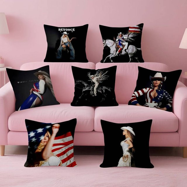 Personalisierter Kissenbezug B-Beyonce Cowboy Singer von Beast Kingdom in Schwarz, 30 x 30 cm - Bild 1