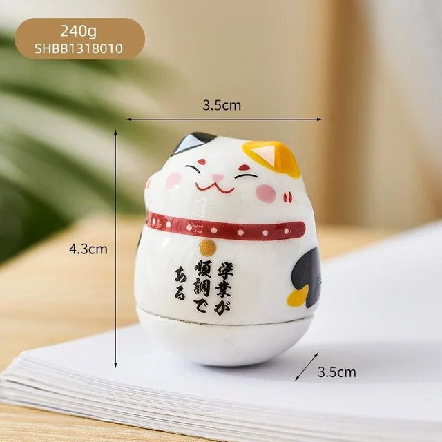 Handgefertigte Keramik Glückskatze als Feng Shui Desktop Ornament in Mehrfarbig - Bild 1