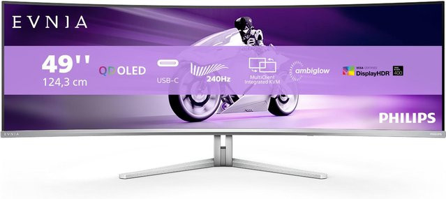 Philips Evnia 8000 49M2C8900/00 Gaming-Monitor, Weiß, 48,9 Zoll, Curved, Dual QHD, QD-OLED, 240 Hz - Bild 2