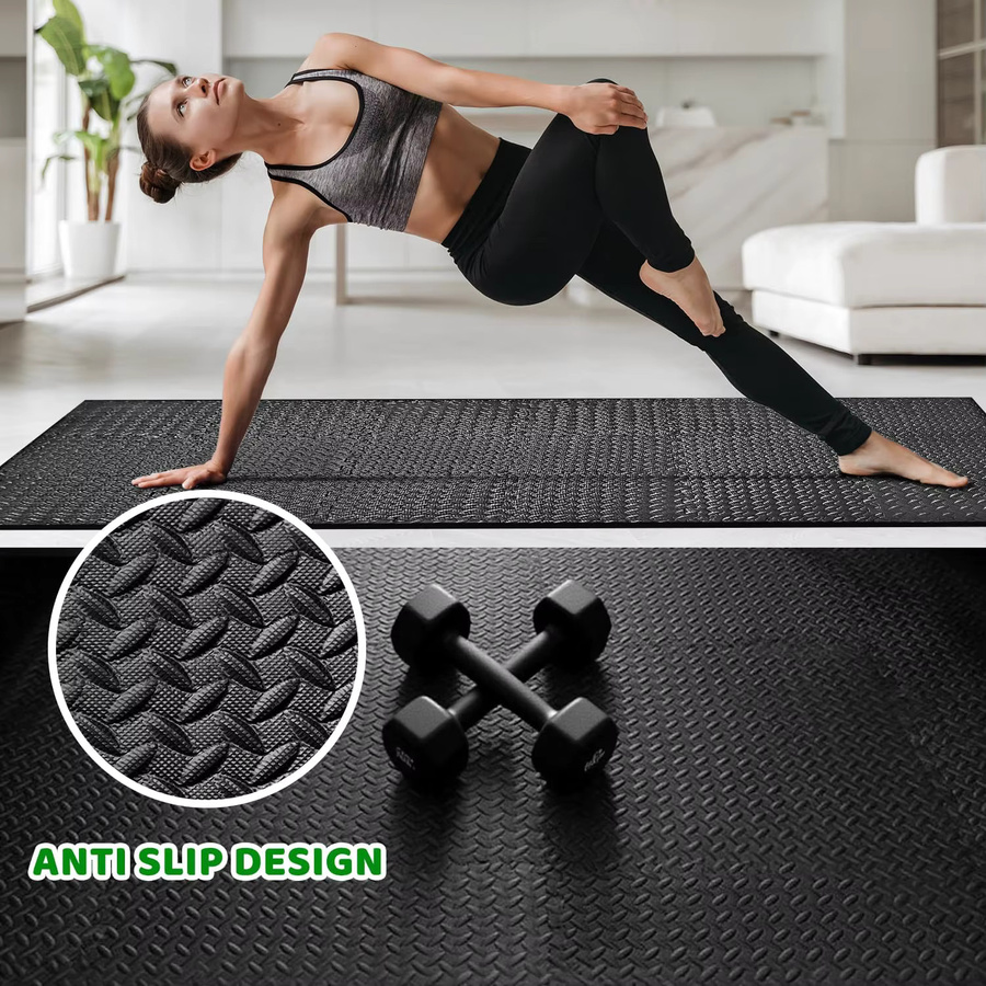 DHDH Fitness Yogamatten Set aus Schaumstoff, rutschfest und ineinandergreifend, Farben: Schwarz, Weiß, Grau, Blau, H x B x T: 1 x 30 x 30 cm - Bild 3