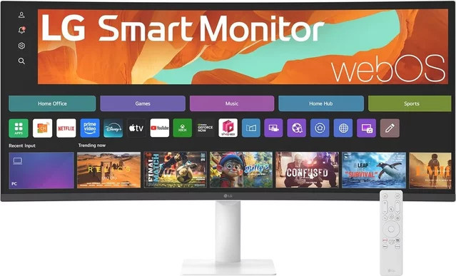 LG 34U601SA-W 34 Curved Dual WQHD Monitor mit webOS, 100 Hz, 5 ms, VA-Panel, Weiß - Bild 1
