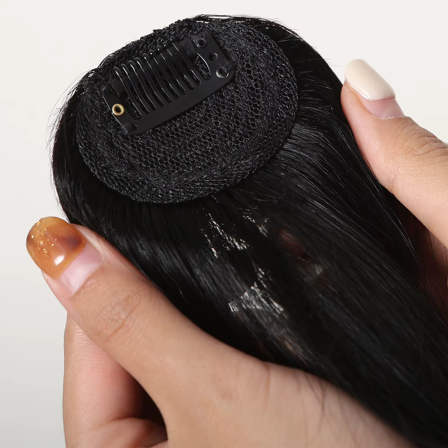 HAIRCUBE Echthaar-Pony Clip-on, schwarzer Wispy-Pony, Damen - Bild 4