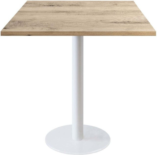 RestooTab Tisch Rome quadratisch in Weiß und Eiche mit zentraler Säule, B/T/H: 70 x 70 x 75 cm - Bild 1