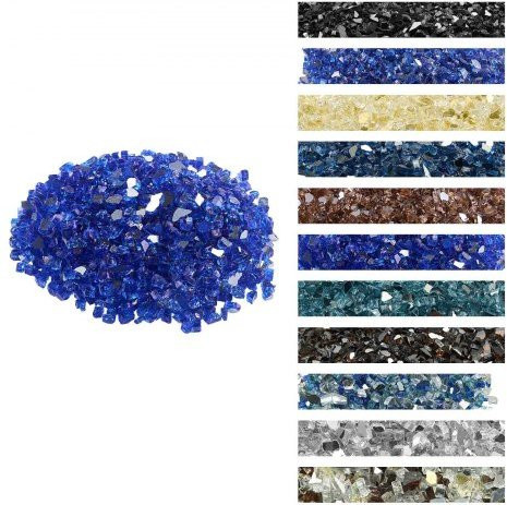 VEVOR Feuerglas Kobaltblau, 4,5 kg hochtemperaturbeständige reflektierende Glassteine für Feuerstellen und Kamine, 12,7 mm - Bild 1